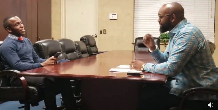 Image: Bishop Elder John Amanchukwu speaks to reporter about Planned Parenthood founder Margaret Sanger