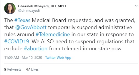 Image: Abortion doc pushes telemedicine on abortion pill for COVID19 crisis (Image: Twitter)