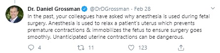 Image: Abortionist Daniel Grossman on fetal surgery and anesthesia (Image: Twitter)