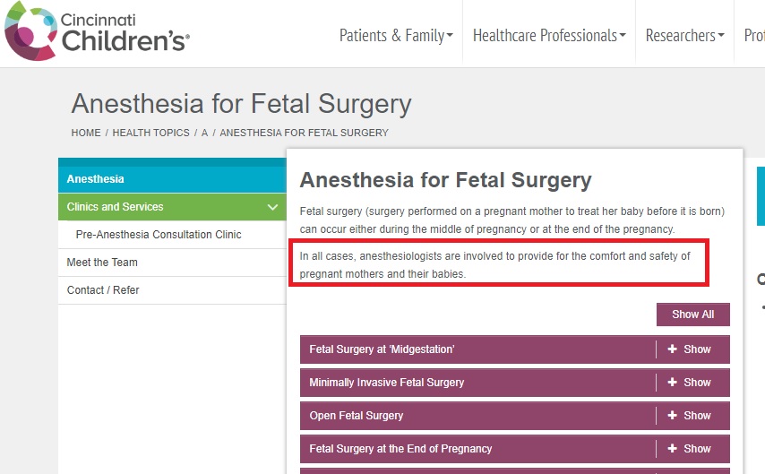 Image: Anesthesia for fetal pain (Image: Cincinnati Children's) 