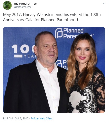 Image: Harvey Weinstein attends a Planned Parenthood fundraiser (Image: Twitter) 