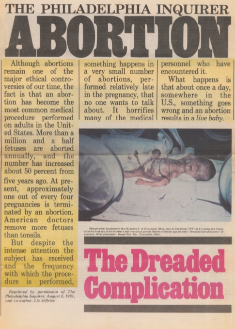 Image: Philadelphia Inquirer Dreaded Complication 1981 report on born alive after abortion