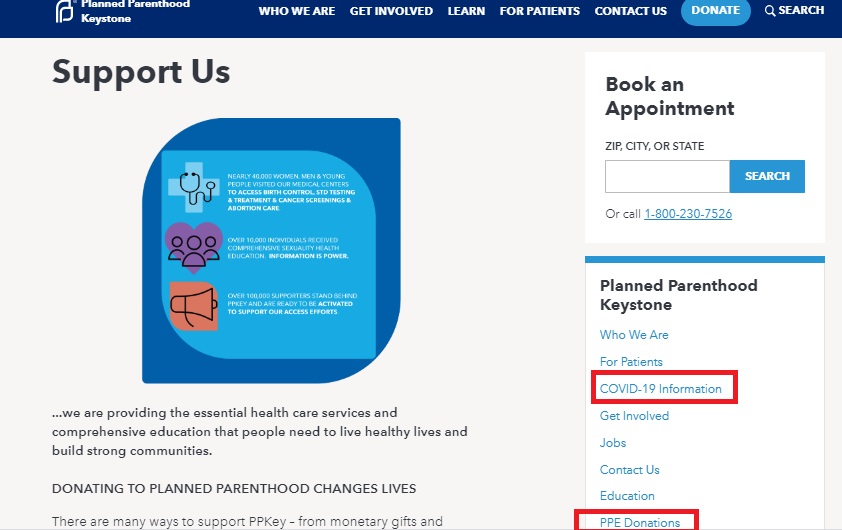 Image: Planned Parenthood asks for PPE during COVID19 2