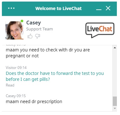 Image: SafeAbortionRX abortion pill 03202020 chat with Casey doc prescription