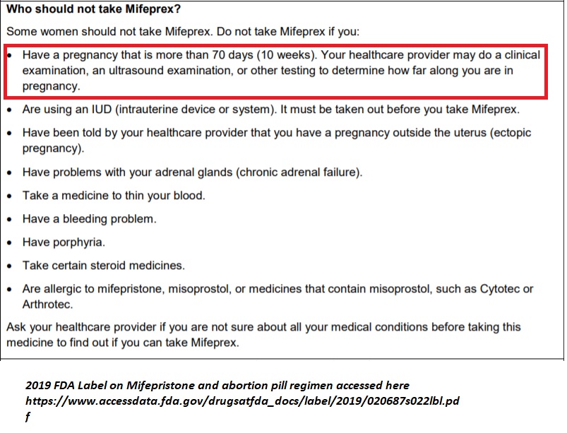 Image: FDA 2019 abortion pill label limits termination to 70 days or 10 weeks