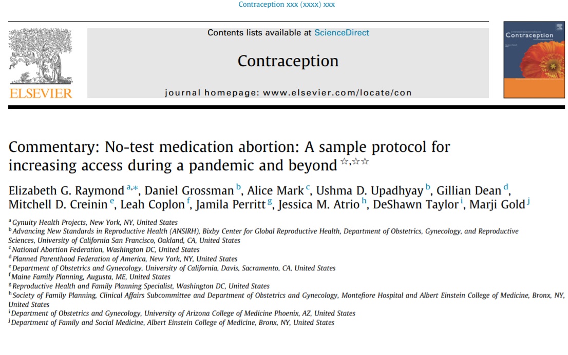 Image: Gynuity no test abortion protocol commentary