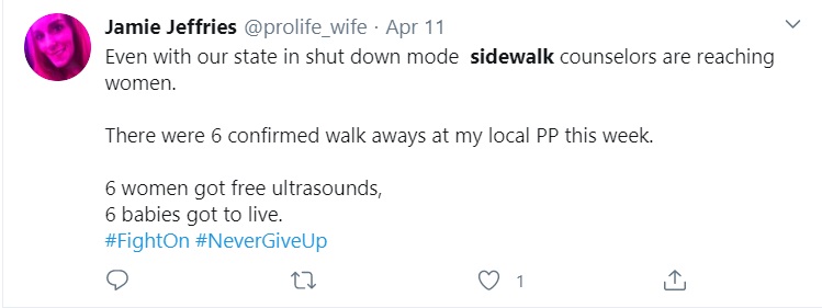 Image:Jamie Jeffries prolife on the sidewalk (Image: Twitter)