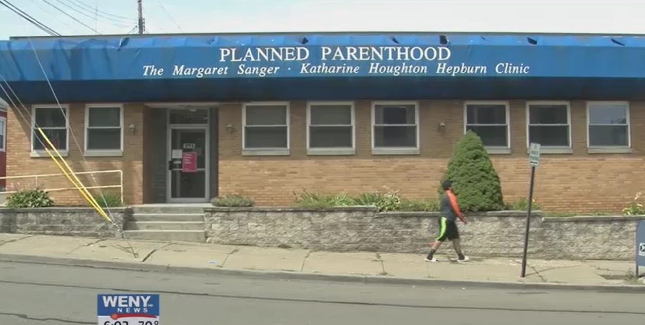 Image:Planned Parenthood Finger Lakes in NY displays name Margaret Sanger (Image: WENY)