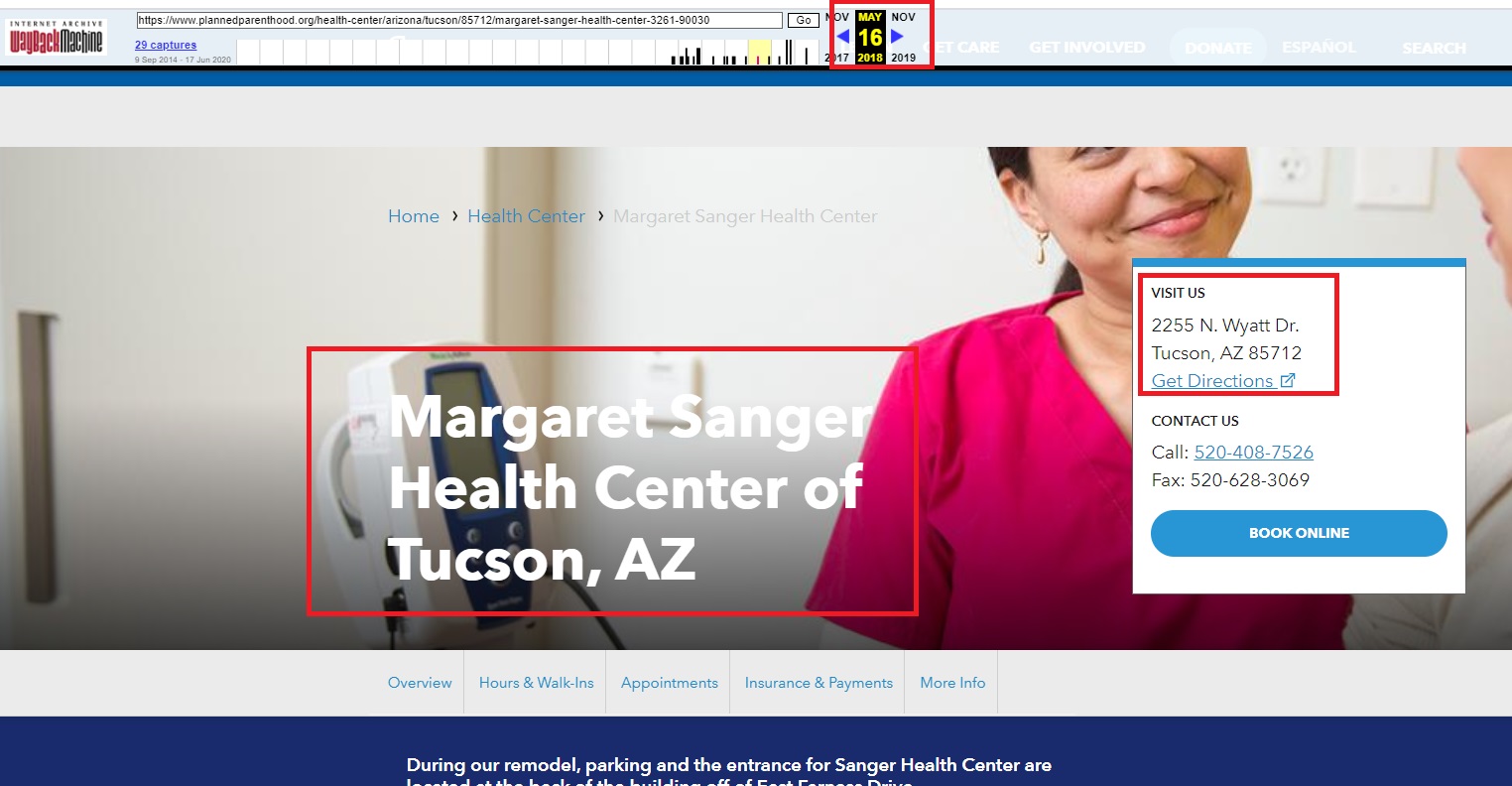 Image: Tucson AZ Planned Parenthood previously formerly Margaret Sanger Center
