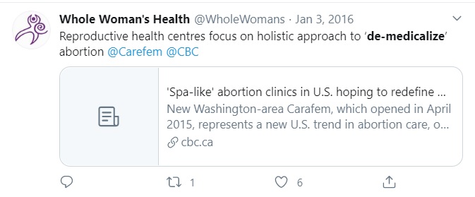 Image: De-medicalize abortion (Image Whole Women's Health (WWH) Tweet)