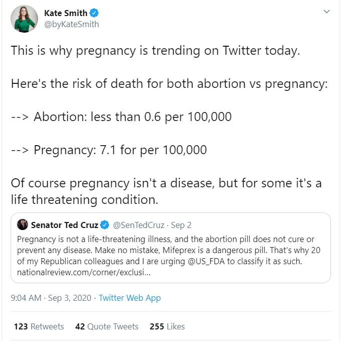 Image: CBS News reported Kate Smith to Sen Ted Cruz over call to ban abortion pill (Image: Twitter)