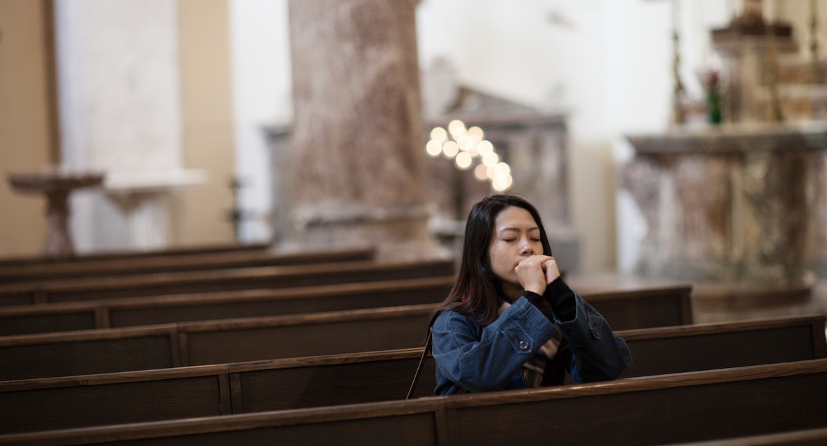 church, pray, woman
