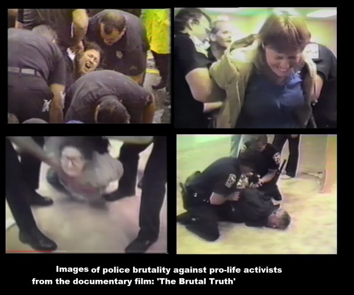Image: Police brutality used against pro-life anti-abortion activists (Image Credit: The Brutal Truth)