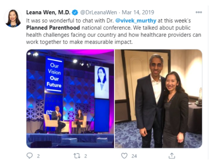 Image: Biden Surgeon General Vivek Murthy attending a Planned Parenthood conference (Image: Twitter)