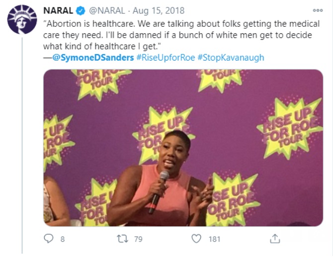 Image: Symone Sanders calls abortion healthcare worked in Biden Campaign (Image: Twitter)