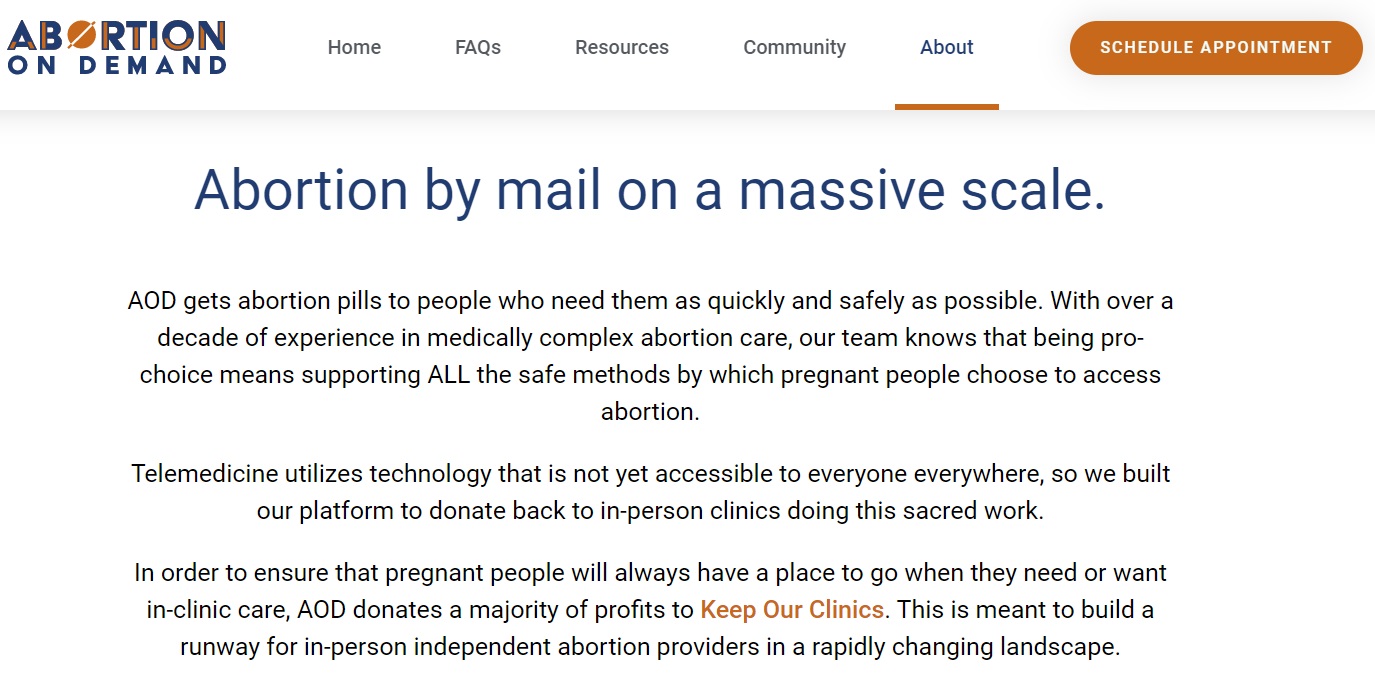 Image: Abortion on Demand virtual online abortion pill dispensary