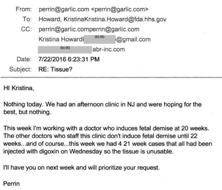 (Image: FDA correspondence with ABR Human Fetal Tissue procurement at 21 weeks digoxin