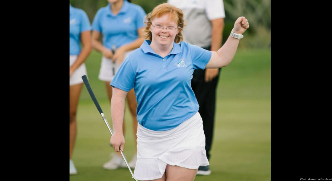 Female golfer with Down syndrome competes for national college title
