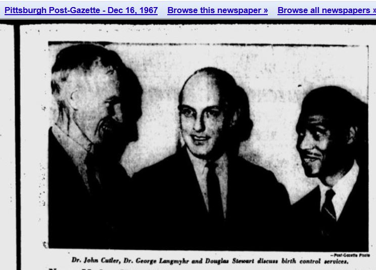 Image: John C Cutler Planned Parenthood board members George Langmyhr and Douglas Stewart (Image Post Gazette, 1967) 