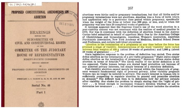 Image: ACOG brief in Roe and Doe on abortion viability at 20 weeks