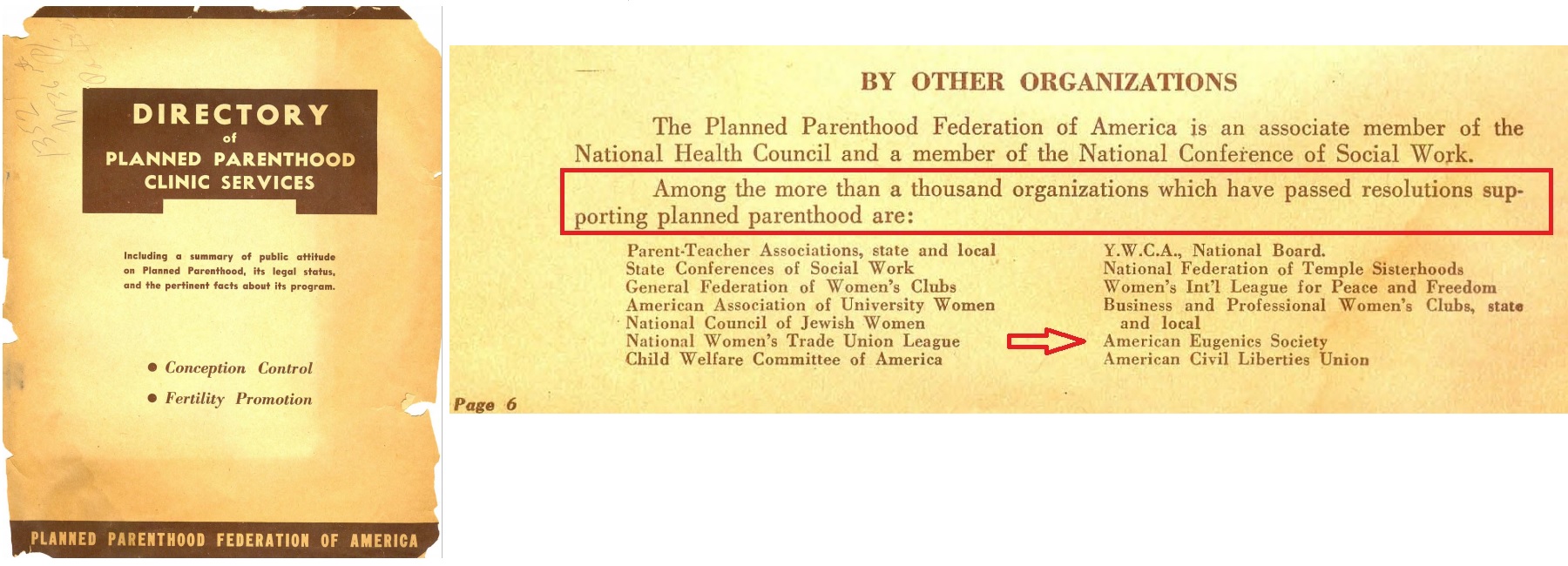 Image: American Eugenics Society supports Planned Parenthood 1945 brochure