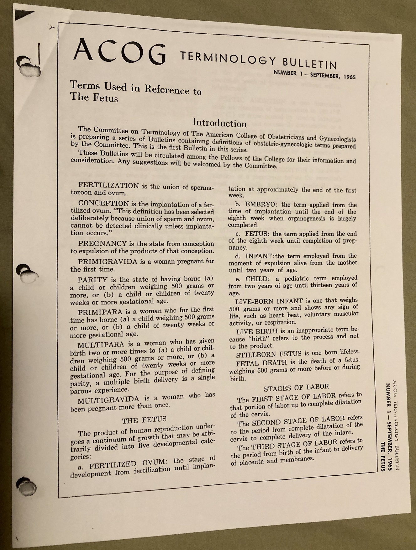 Image: ACOG 1965 terminology bulletin changed when life begins from conception to implantation