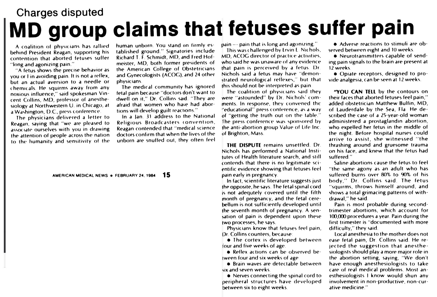 Image: American Medical News MD Group claims fetuses suffer pain 02241984
