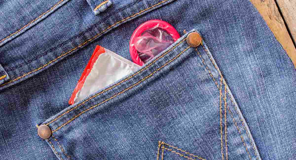 Close-Up Of Condom In Pocket