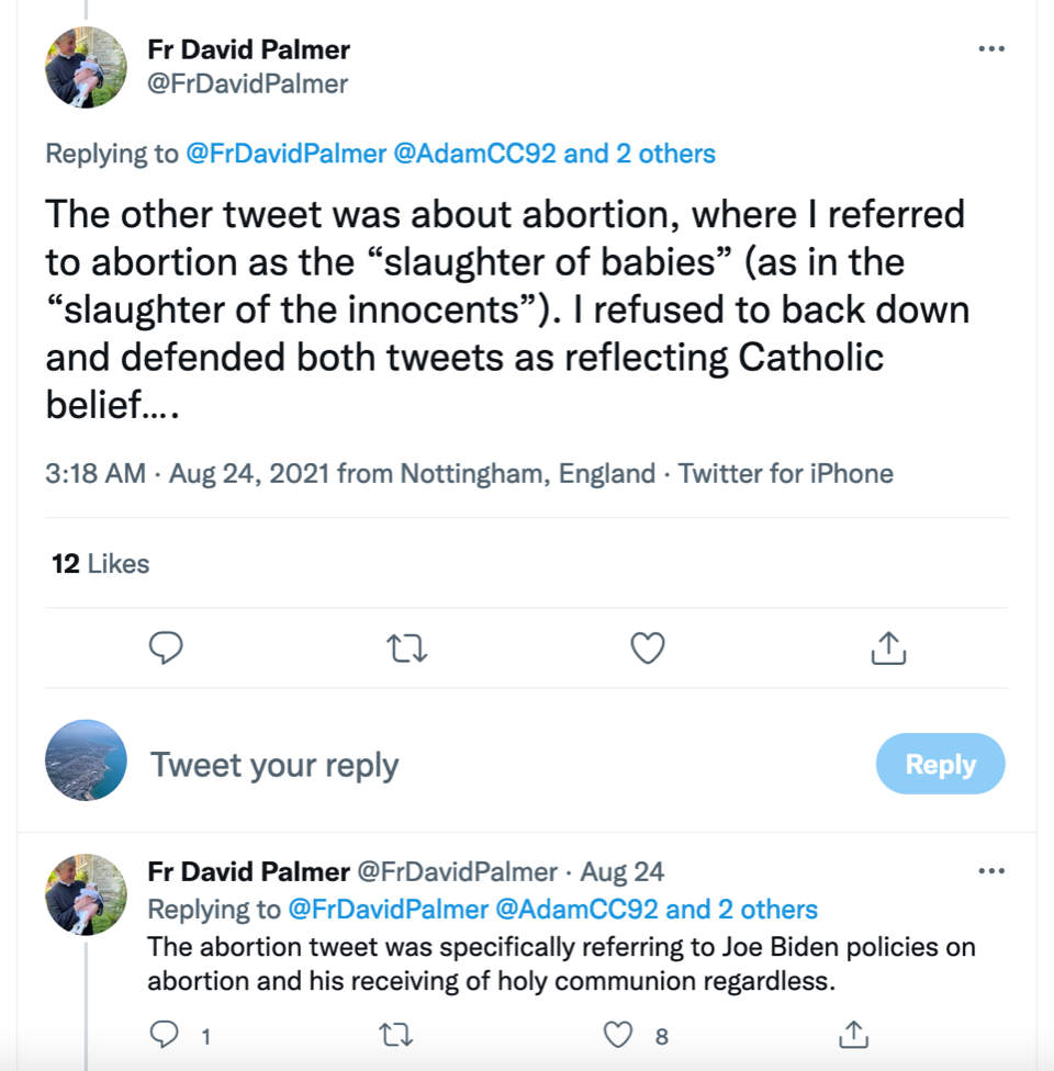 Fr. David Palmer Tweet 2