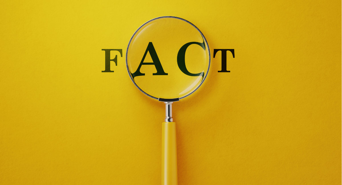 Magnifier And Fact Text On Yellow Background