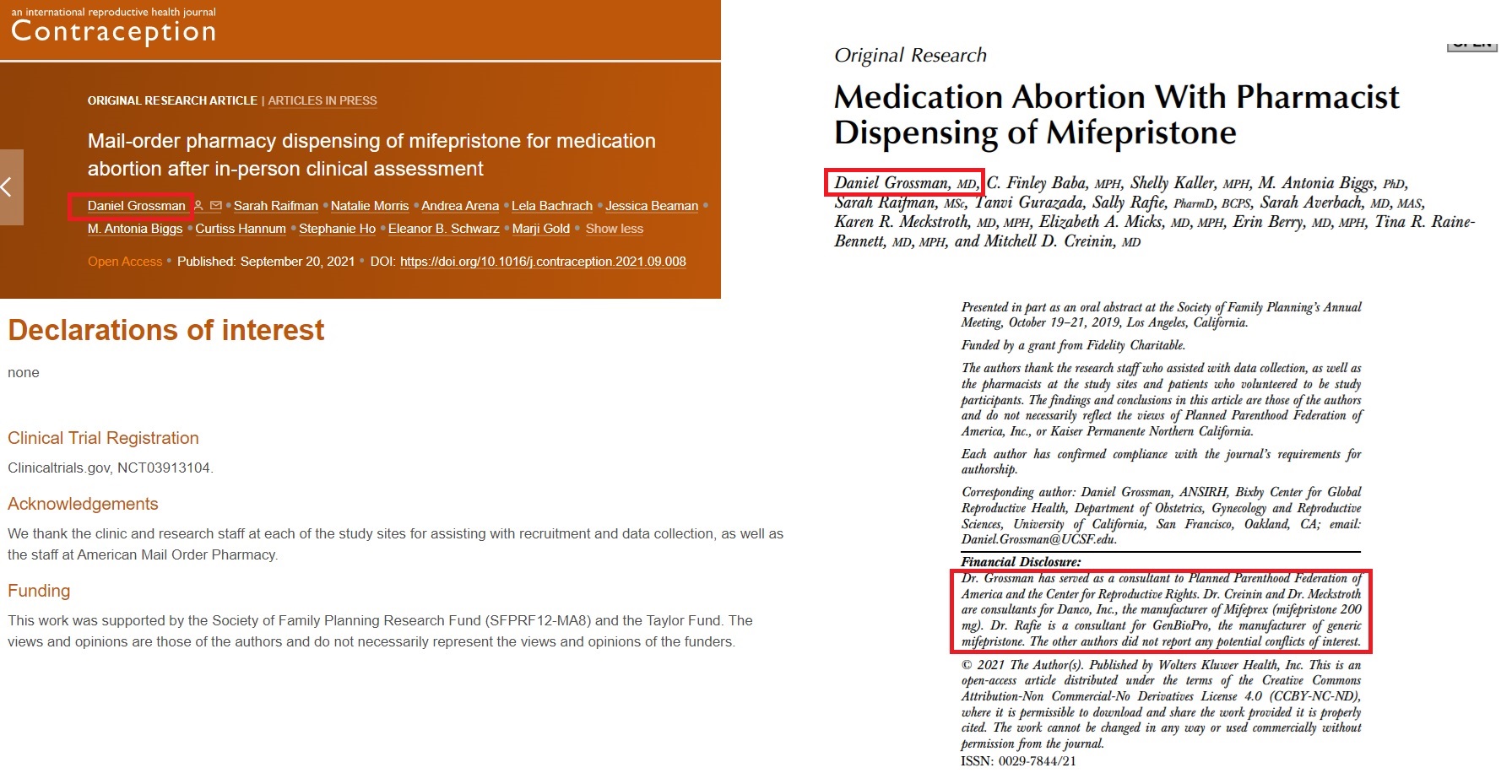Grossman abortion by pharmacy studies
