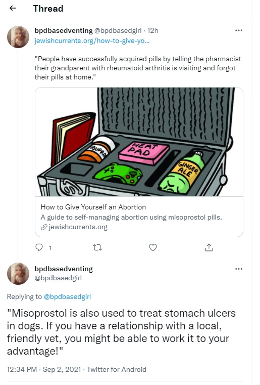 Image: Tweets telling women to lie to get Misoprostol even from animal vets (Image: Twitter)