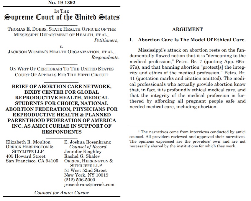 Image:Planned Parenthood brief in Dobbs v JWHO abortion case before SCOTUS