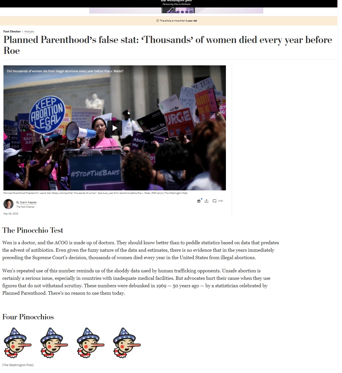 Image: WAPO rates claim thousands of women died from illegal abortion as false