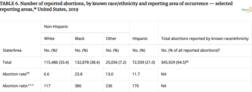 CDC 2019 abortion data by race and ethnicity