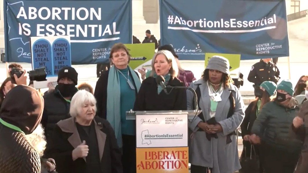 Center for Reproductive Rights Prez Nancy Northrup at SCOTUS for Abortion is Essential rally on Dobbs v Jackson