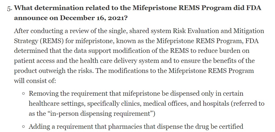 Image: FDA REMS allows abortion pill by mail as of December 16 2021