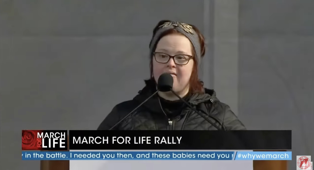 Down syndrome rights advocate Katie Shaw speaks at March for Life