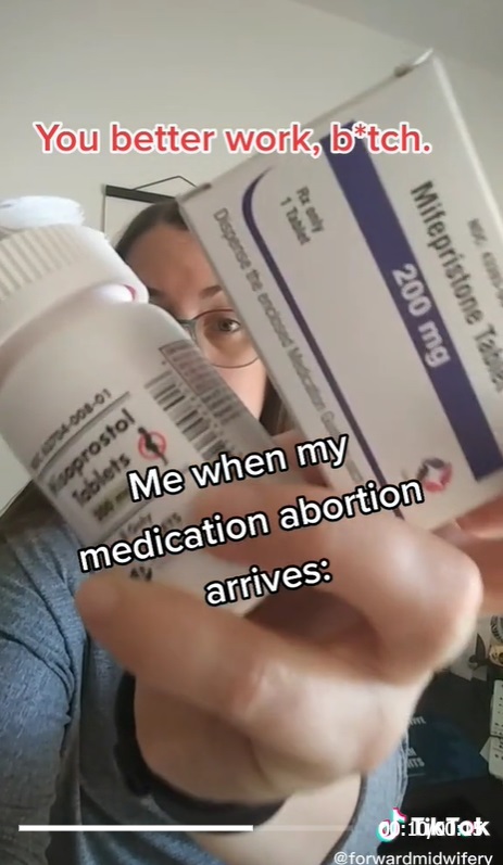 Image: Christie Pitney ships abortion pills thru Forward Midwifery (Image: Tik Tok)