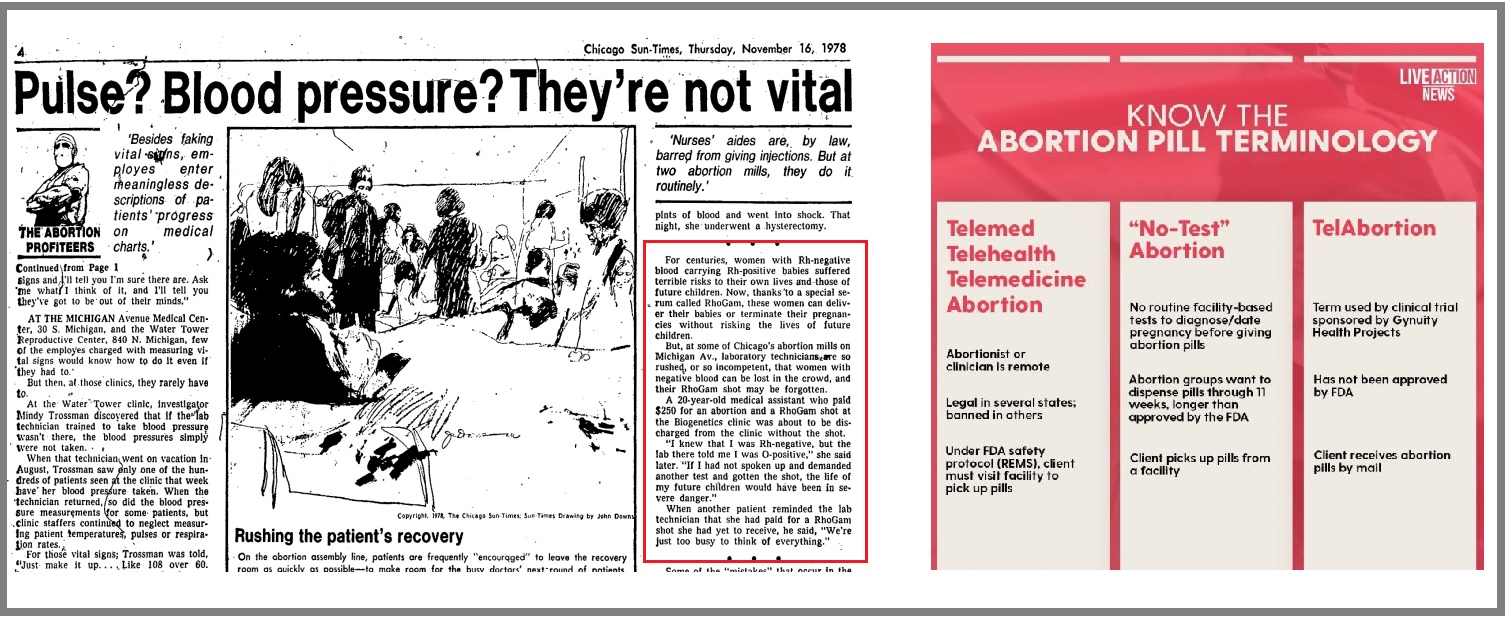Image: 1970s v 2022 shoddy and incompetent abortion care