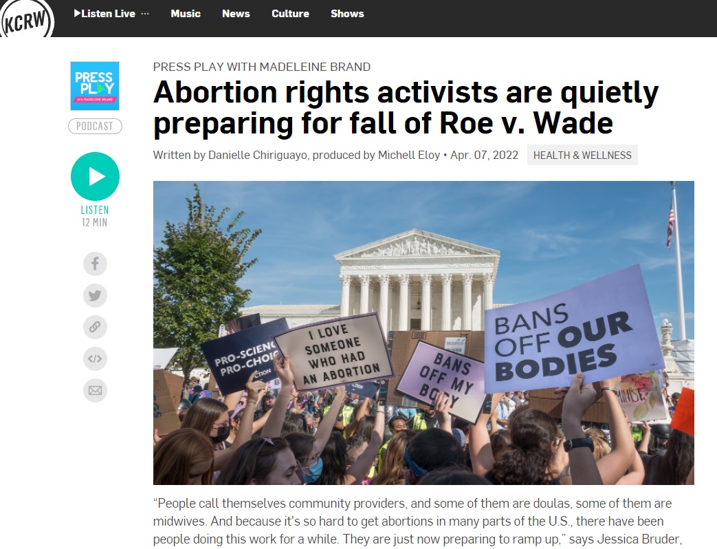 Abortion rights activists quietly prepare for fall of Roe v Wade KCRW
