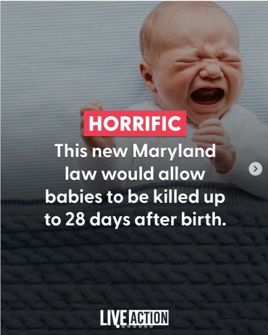 Live Action Instagram post calls Maryland abortion bill promoting Infanticide