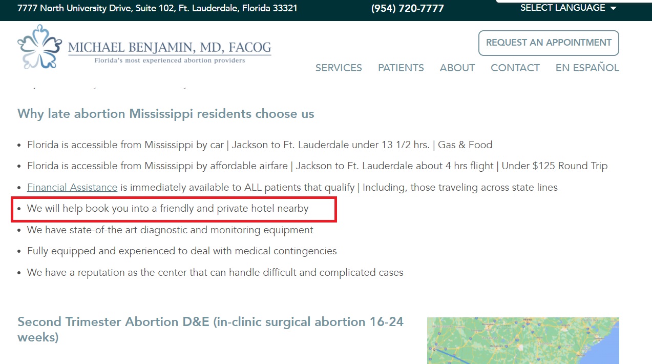 Michael Benjamin abortionist will book private hotel for out of state clients