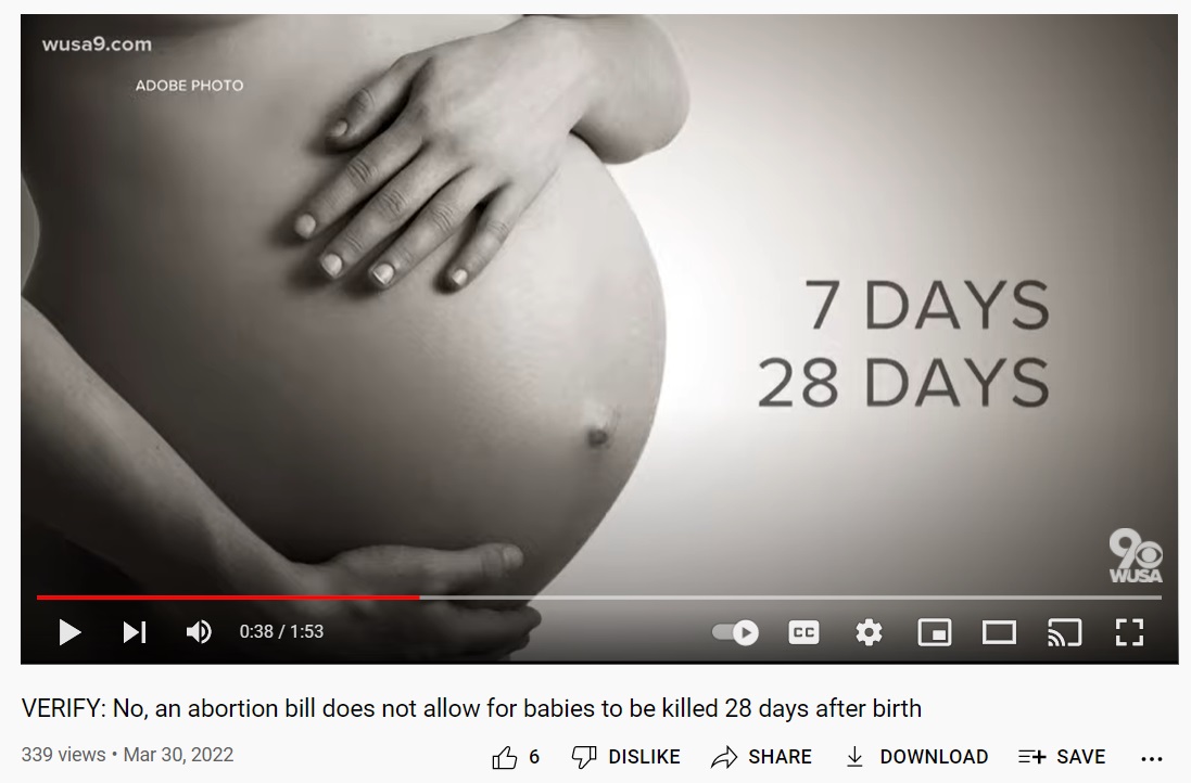WUSA9 Verify acknowledges perinatal can last 7 to 28 days post bith Image YouTube