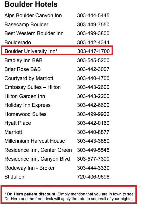 Image: Warren Hern late term abortion clinic special rates at Boulder University Inn