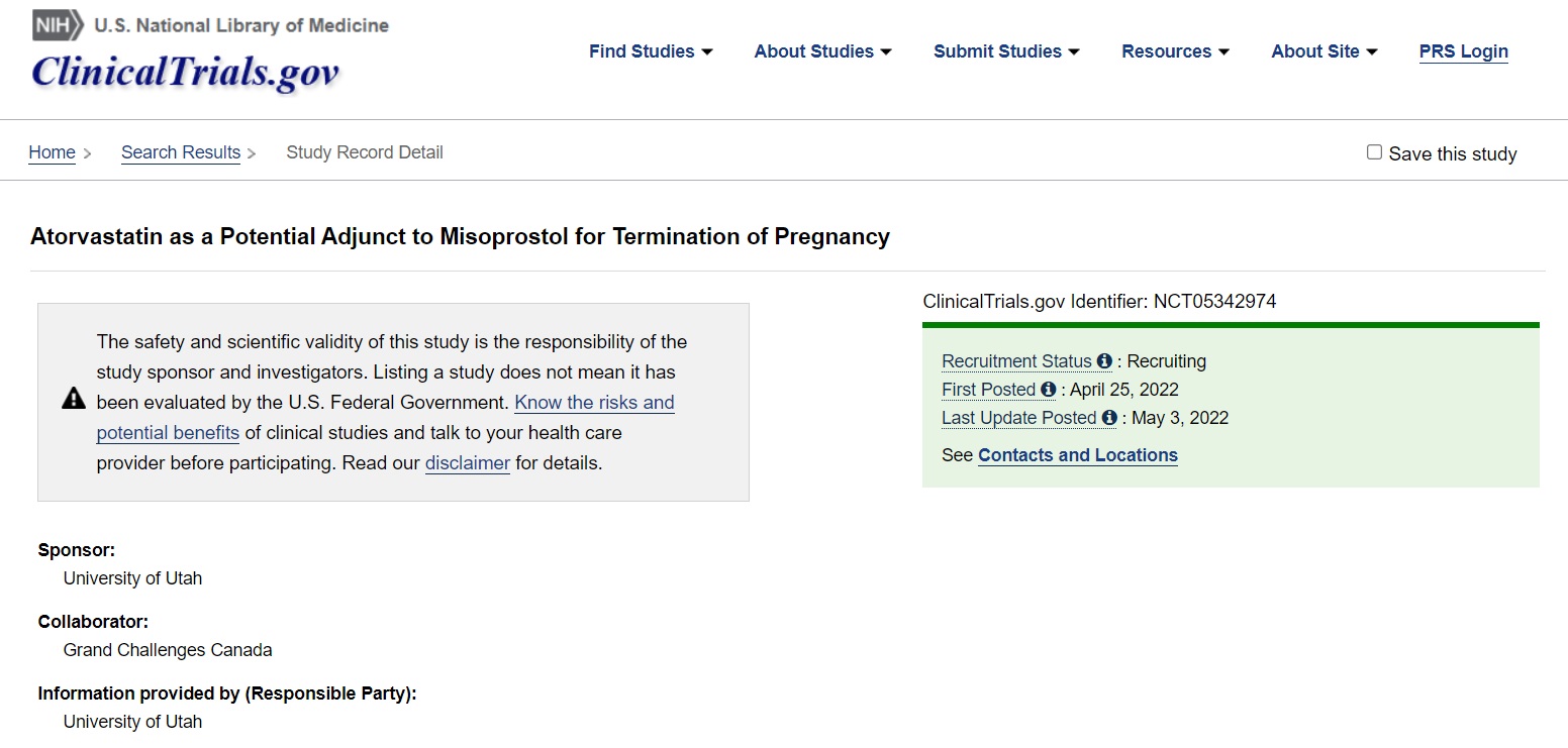Image: Atorvastatin and Misoprostol drugs for abortion pill study