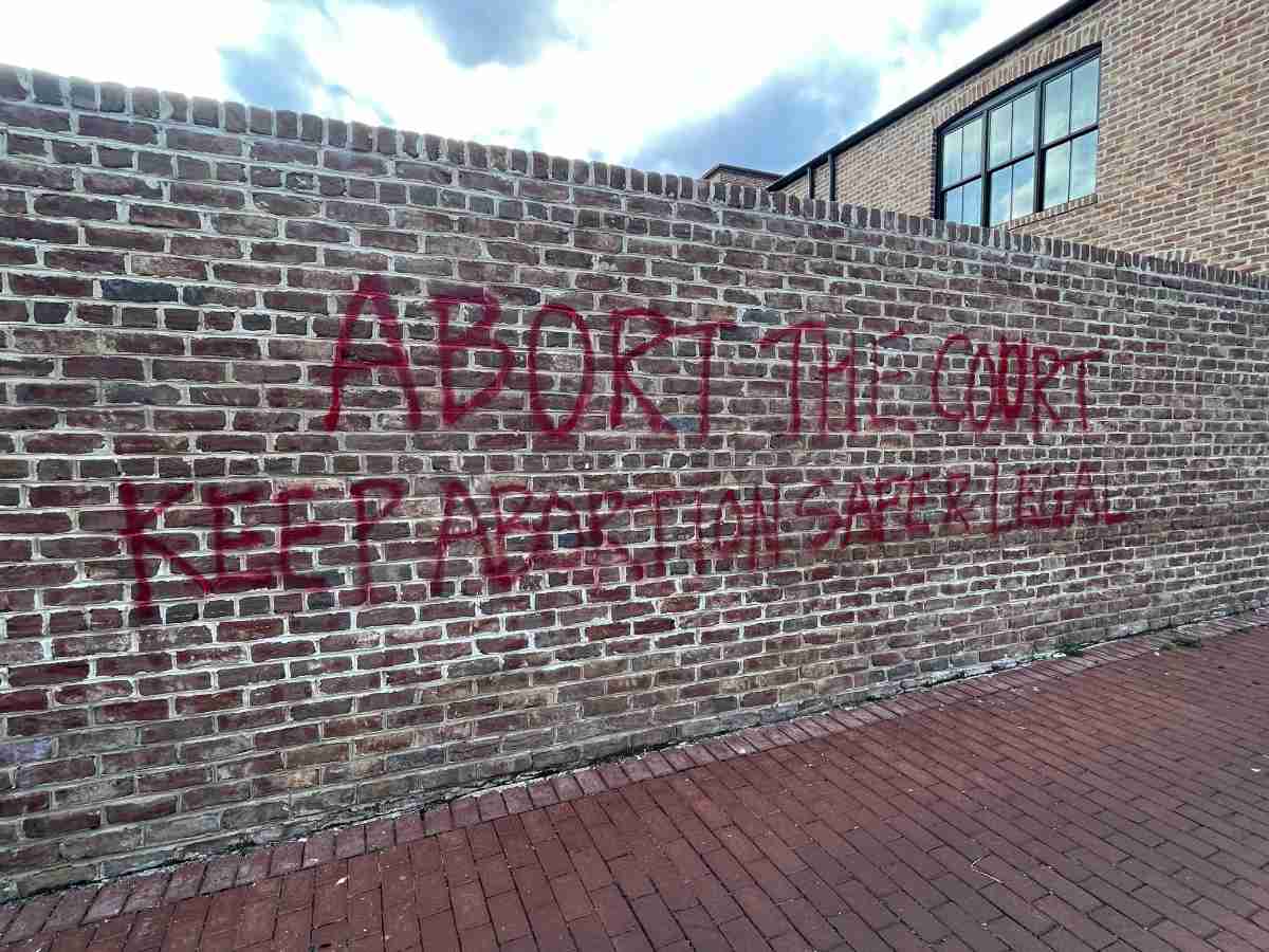 Brick wall around SCOTUS vandalized