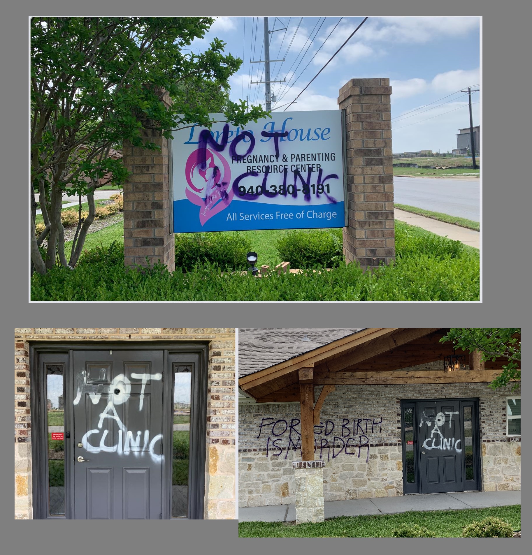 Loretta House pro-life Pregnancy Center vandalized in Denton Tx 2 Image Carole Novielli
