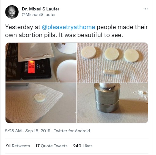 Mixæl S Laufer recipe for DIY abortion pills image twitter
