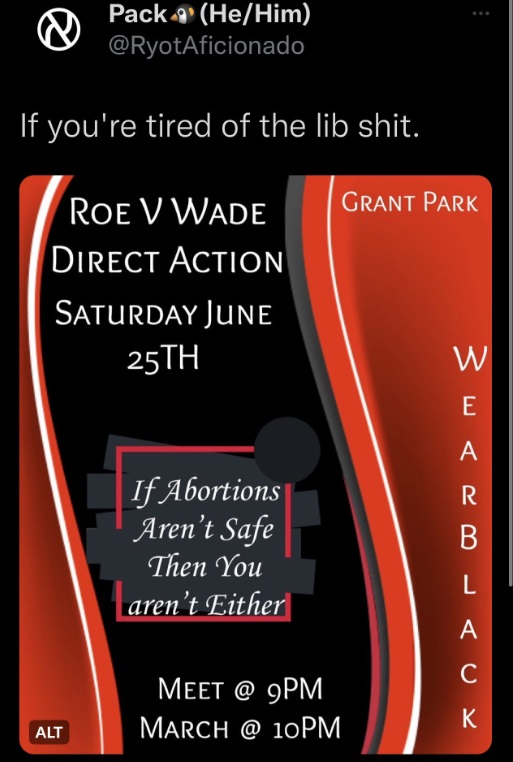 Image: Direct Action Portland Flyer after SCOTUS overturned Roe If abortions aren't safe